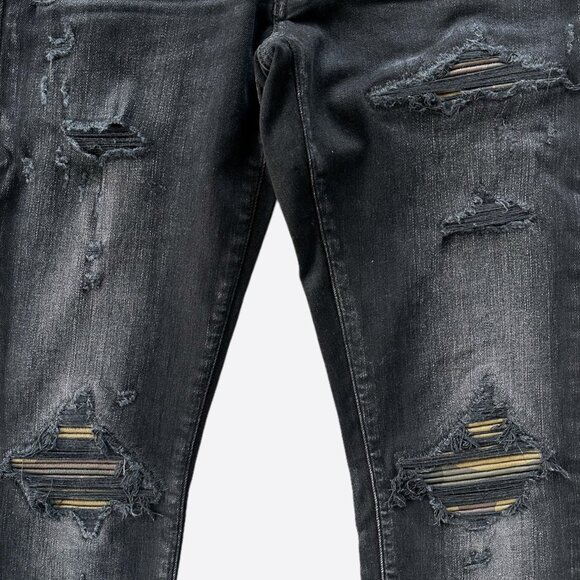 Amiri Aged Black Camouflage Patch MX1 Jeans - Picture 3 of 5